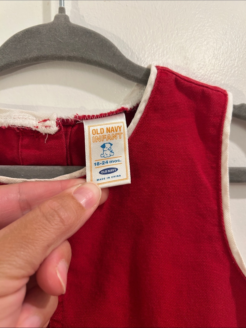 Old Navy Red Corduroy A-Line Dress with White Trim - Picture 3 of 5